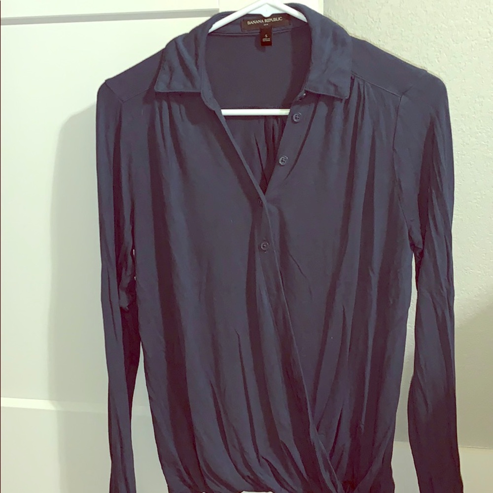 Dark Teal Collared Work Blouse